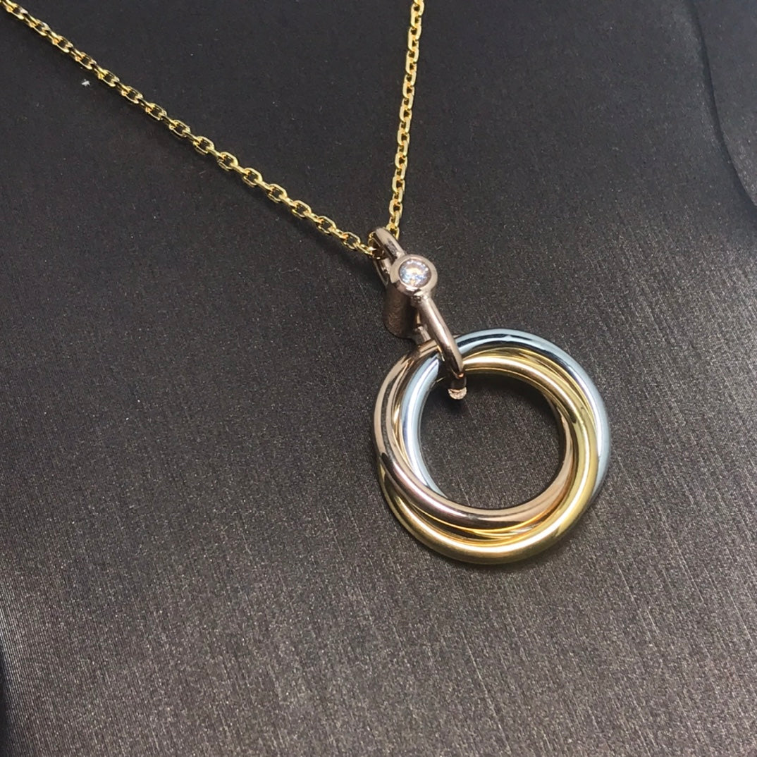 [Kismet Jewels ]TRINITY SILVER GOLD PINK GOLD NECKLACE