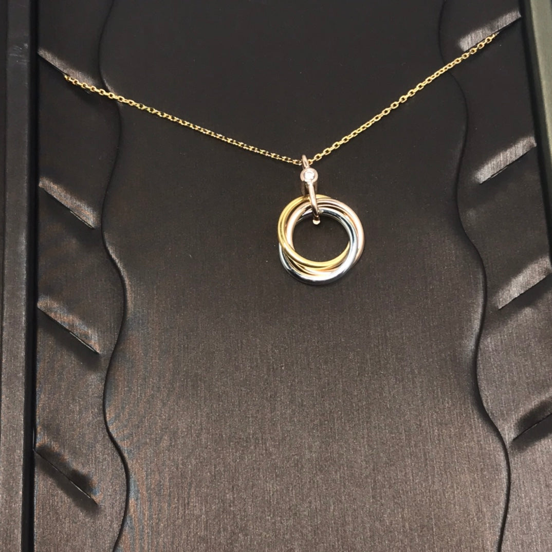 [Kismet Jewels ]TRINITY SILVER GOLD PINK GOLD NECKLACE