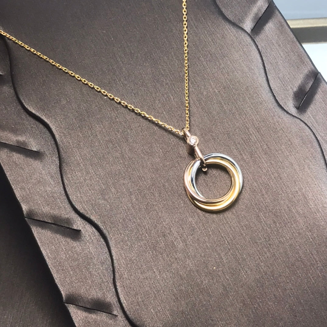 [Kismet Jewels ]TRINITY SILVER GOLD PINK GOLD NECKLACE