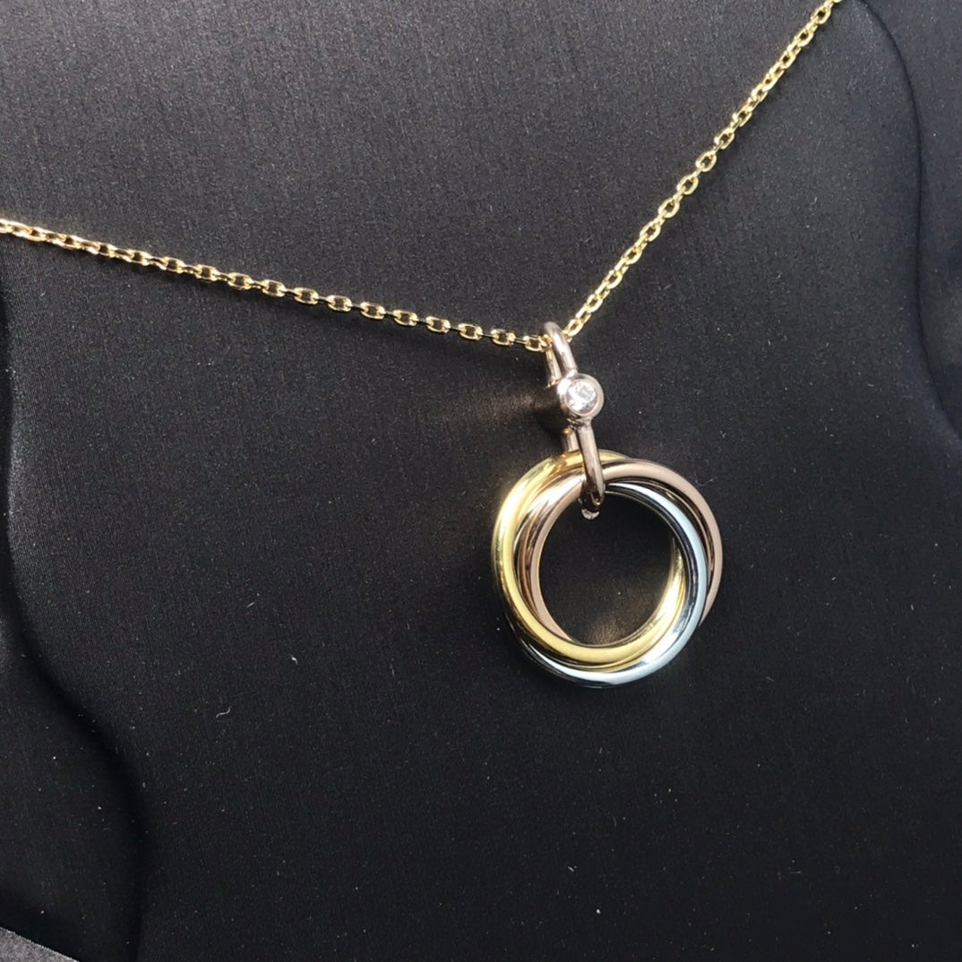 [Kismet Jewels ]TRINITY SILVER GOLD PINK GOLD NECKLACE