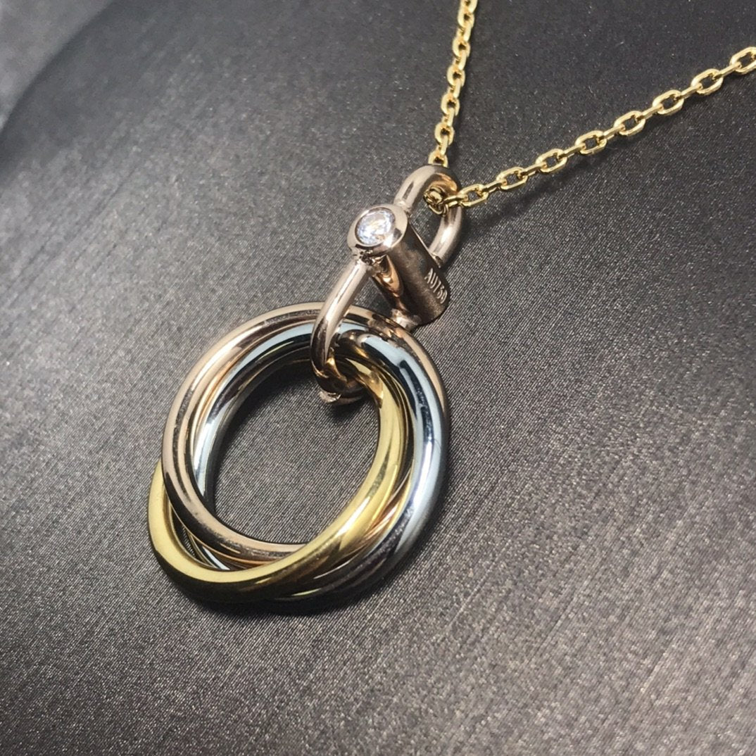[Kismet Jewels ]TRINITY SILVER GOLD PINK GOLD NECKLACE