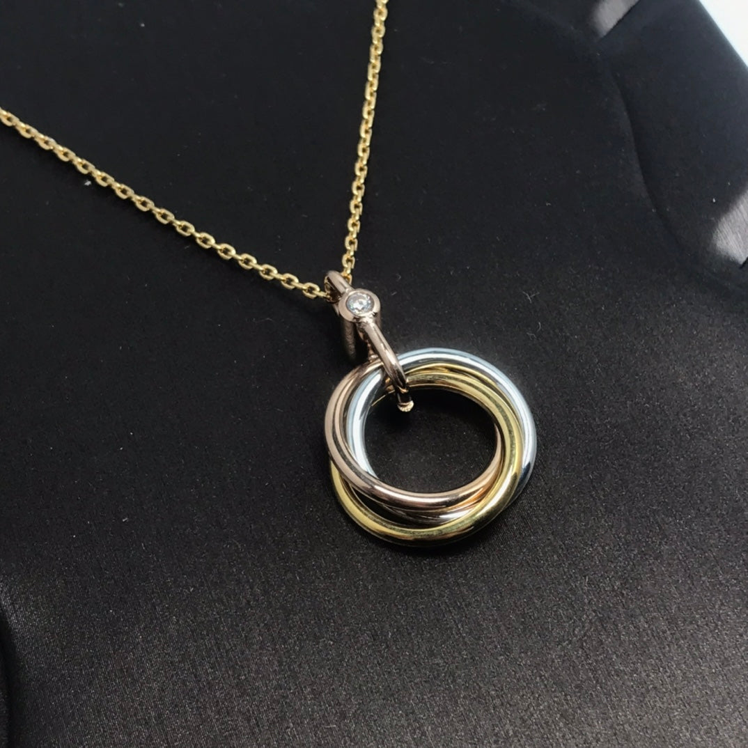 [Kismet Jewels ]TRINITY SILVER GOLD PINK GOLD NECKLACE