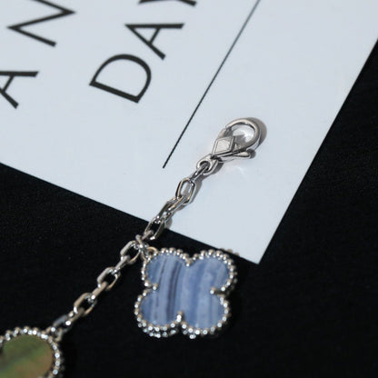 [Kismet Jewels ]CLOVER BRACELET 5 MOTIFS MOP CHALCEDONY SILVER