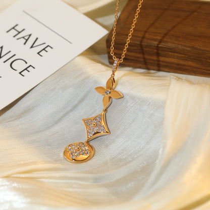 [Kismet Jewels ]STAR AND SUN DIAMOND PINK GOLD NECKLACE
