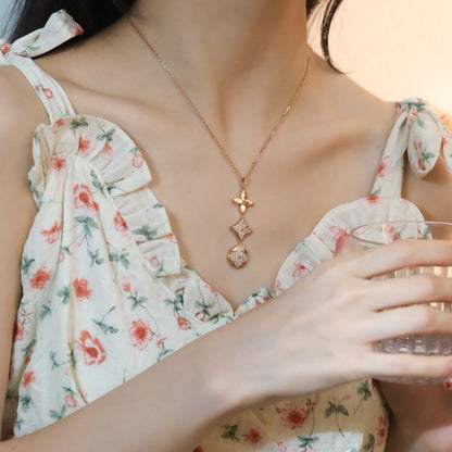 [Kismet Jewels ]STAR AND SUN DIAMOND PINK GOLD NECKLACE