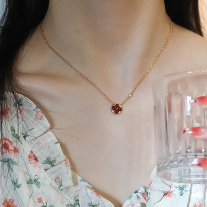 [Kismet Jewels ]SUN PEDANT PINK GOLD 1 DIAMOND NECKLACE