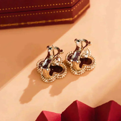 [Kismet Jewels ]CLOVER MEDIUM 1 MOTIFS CARNELIAN  EARRINGS