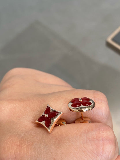 [Kismet Jewels ]STAR AND SUN PINK GOLD CARNELIAN STUD EARRINGS