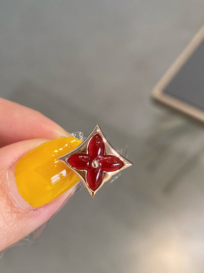 [Kismet Jewels ]STAR AND SUN PINK GOLD CARNELIAN STUD EARRINGS