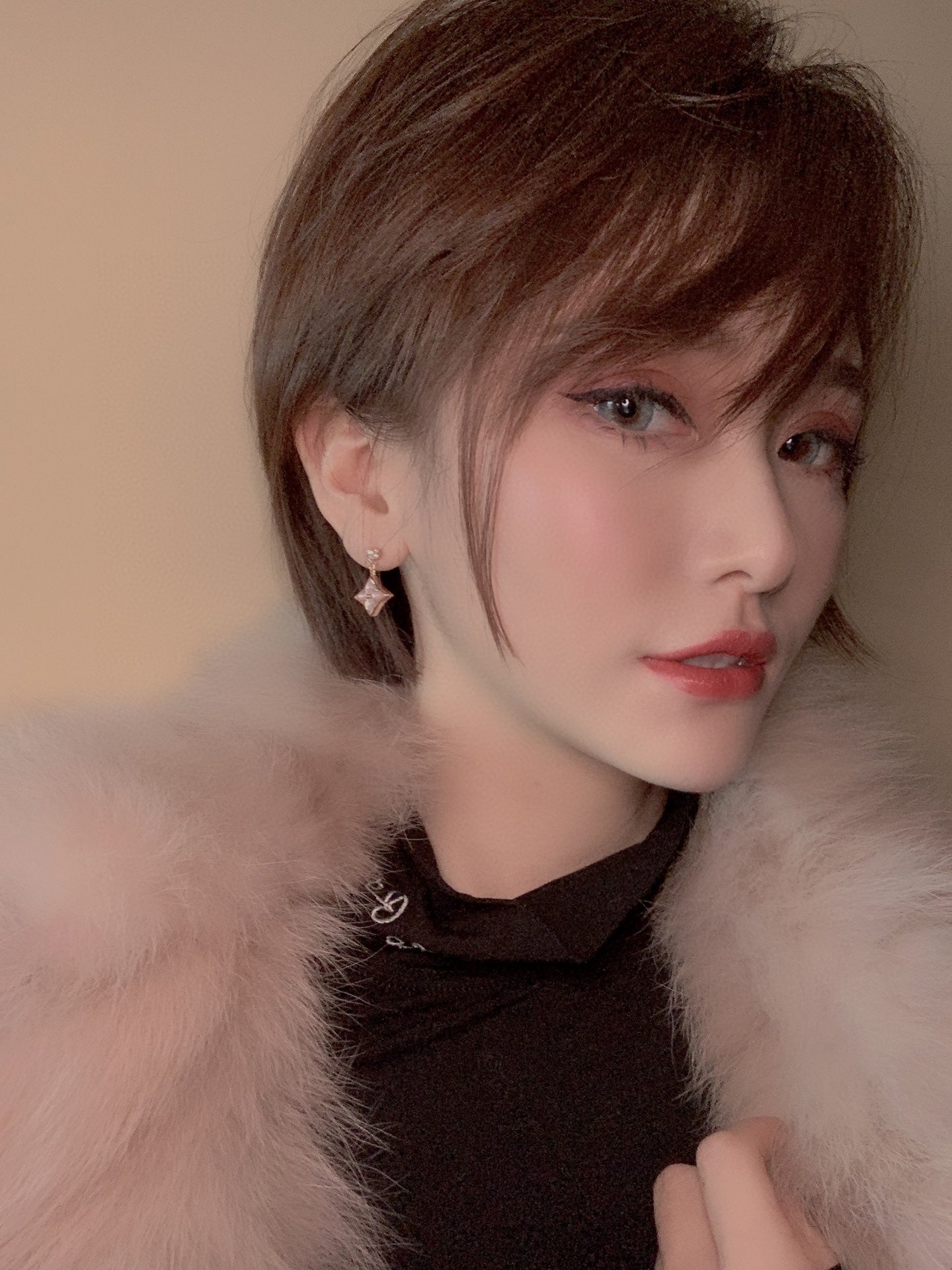 [Kismet Jewels ]DOUBLE STAR PINK GOLD MOP DROP EARRINGS