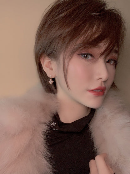 [Kismet Jewels ]DOUBLE STAR PINK GOLD MOP DROP EARRINGS