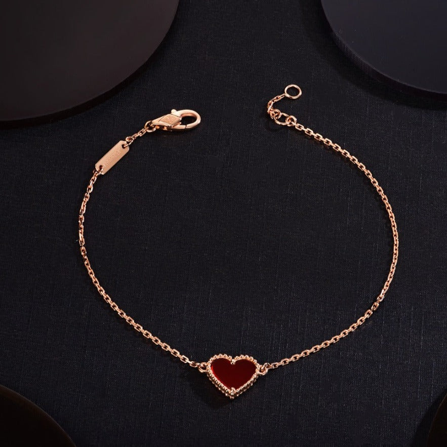[Kismet Jewels ]HEART CARNELIAN PINK GOLD BRACELET