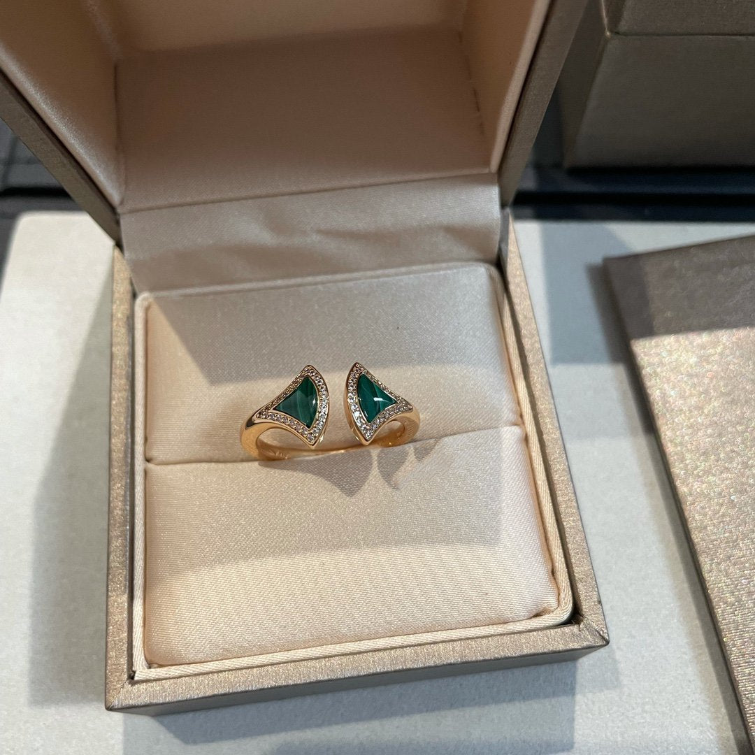 [Kismet Jewels ]DREAM MALACHITE DIAMOND OPEN RING