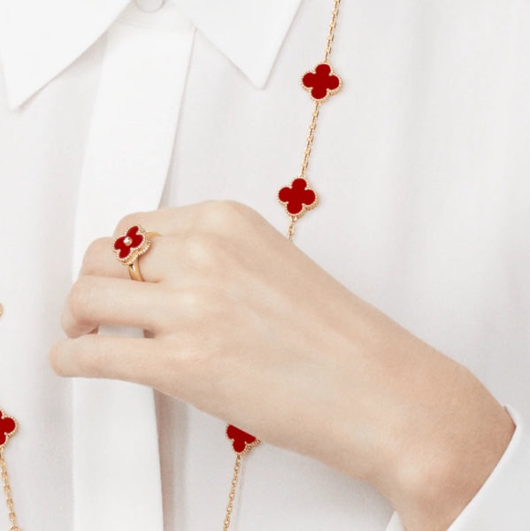 [Kismet Jewels ]CLOVER CARNELIAN RING ROSE GOLD DIAMOND