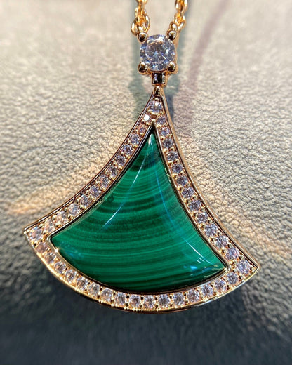 [Kismet Jewels ]DREAM MALACHITE DIAMOND PAVED PINK GOLD NECKLACE