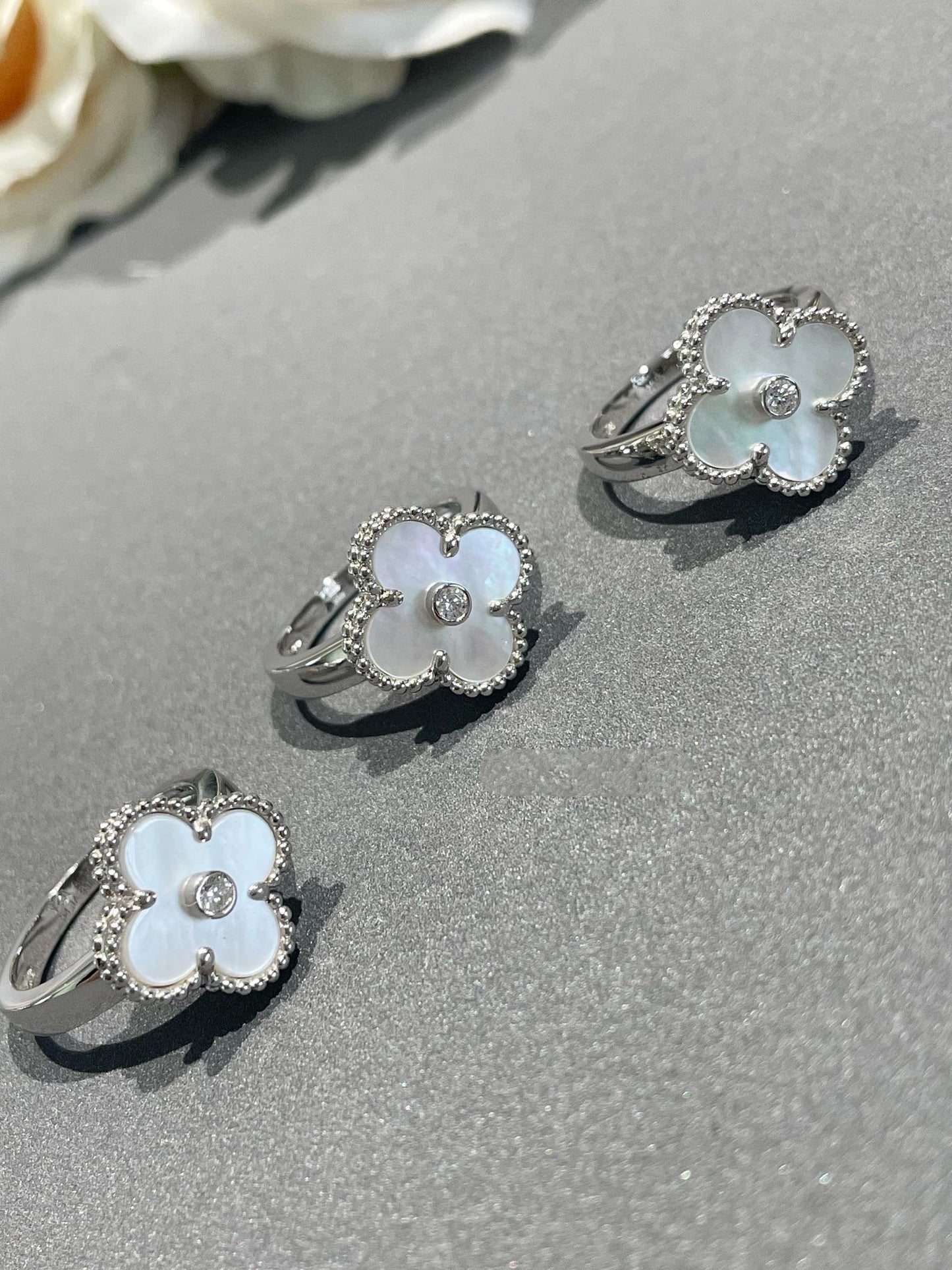 [Kismet Jewels ]CLOVER SILVER MOP DIAMOND RING