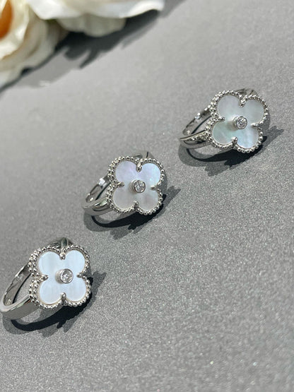 [Kismet Jewels ]CLOVER SILVER MOP DIAMOND RING