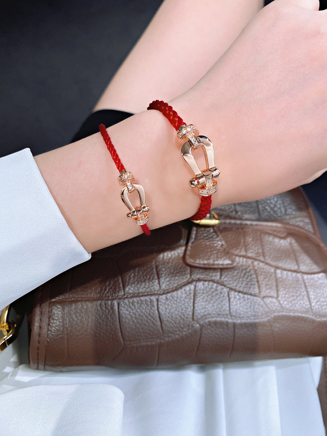 [Kismet Jewels ]FORCE 10 HALF DIAMOND PINK GOLD RED CORDERI LARGE AND MEDIUM MODEL