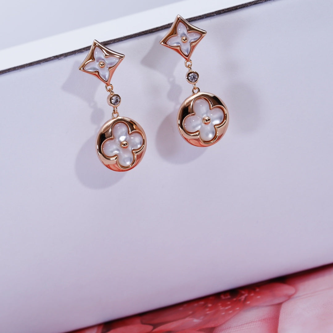 [Kismet Jewels ]STAR AND SUN PINK GOLD MOP DROP EARRINGS