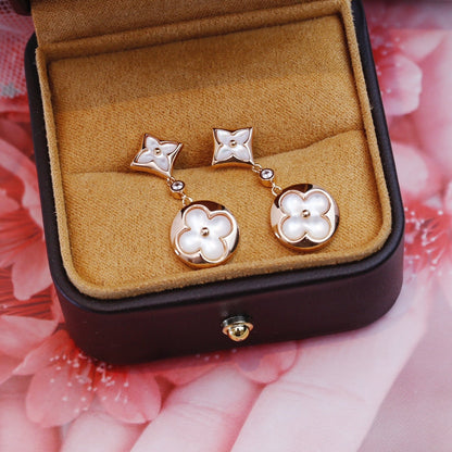 [Kismet Jewels ]STAR AND SUN PINK GOLD MOP DROP EARRINGS