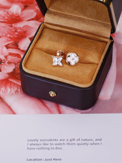 [Kismet Jewels ]STAR AND SUN PINK GOLD MOP STUD EARRINGS