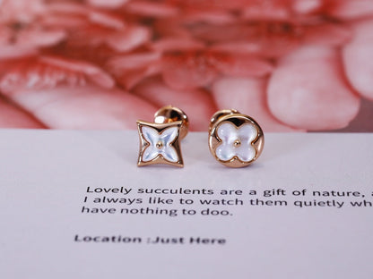 [Kismet Jewels ]STAR AND SUN PINK GOLD MOP STUD EARRINGS