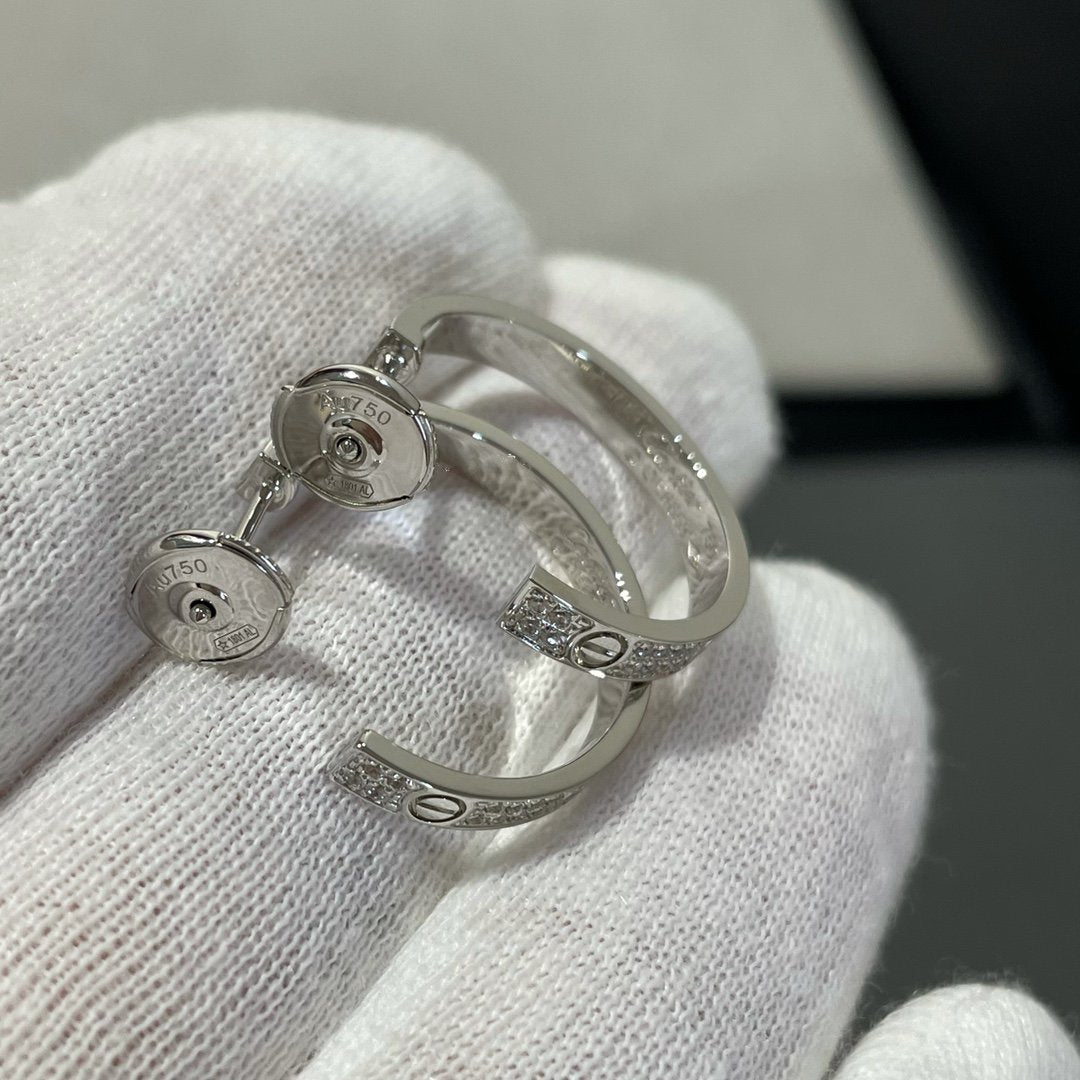 [Kismet Jewels ]LOVE DIAMOND SILVER HOOP EARRINGS