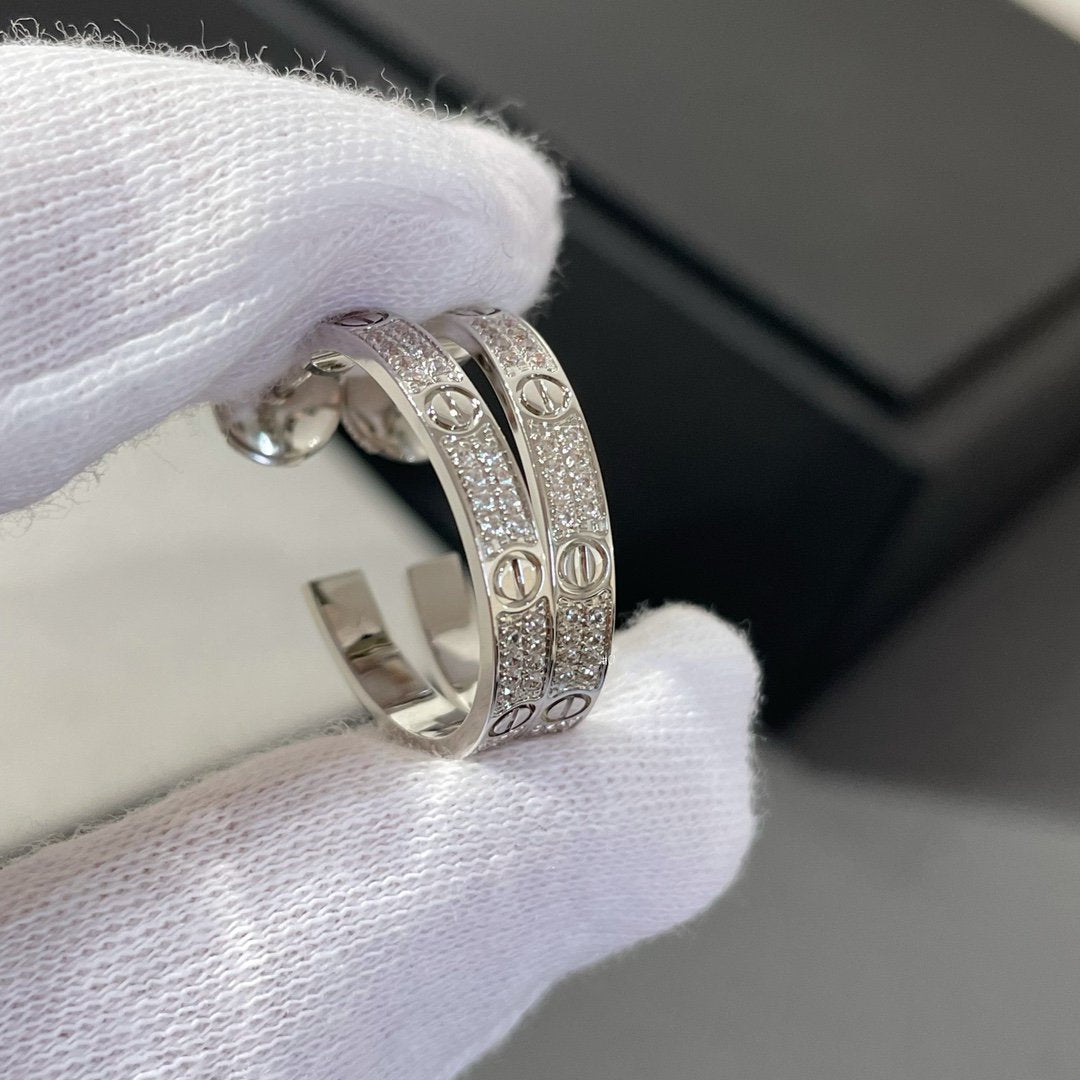 [Kismet Jewels ]LOVE DIAMOND SILVER HOOP EARRINGS