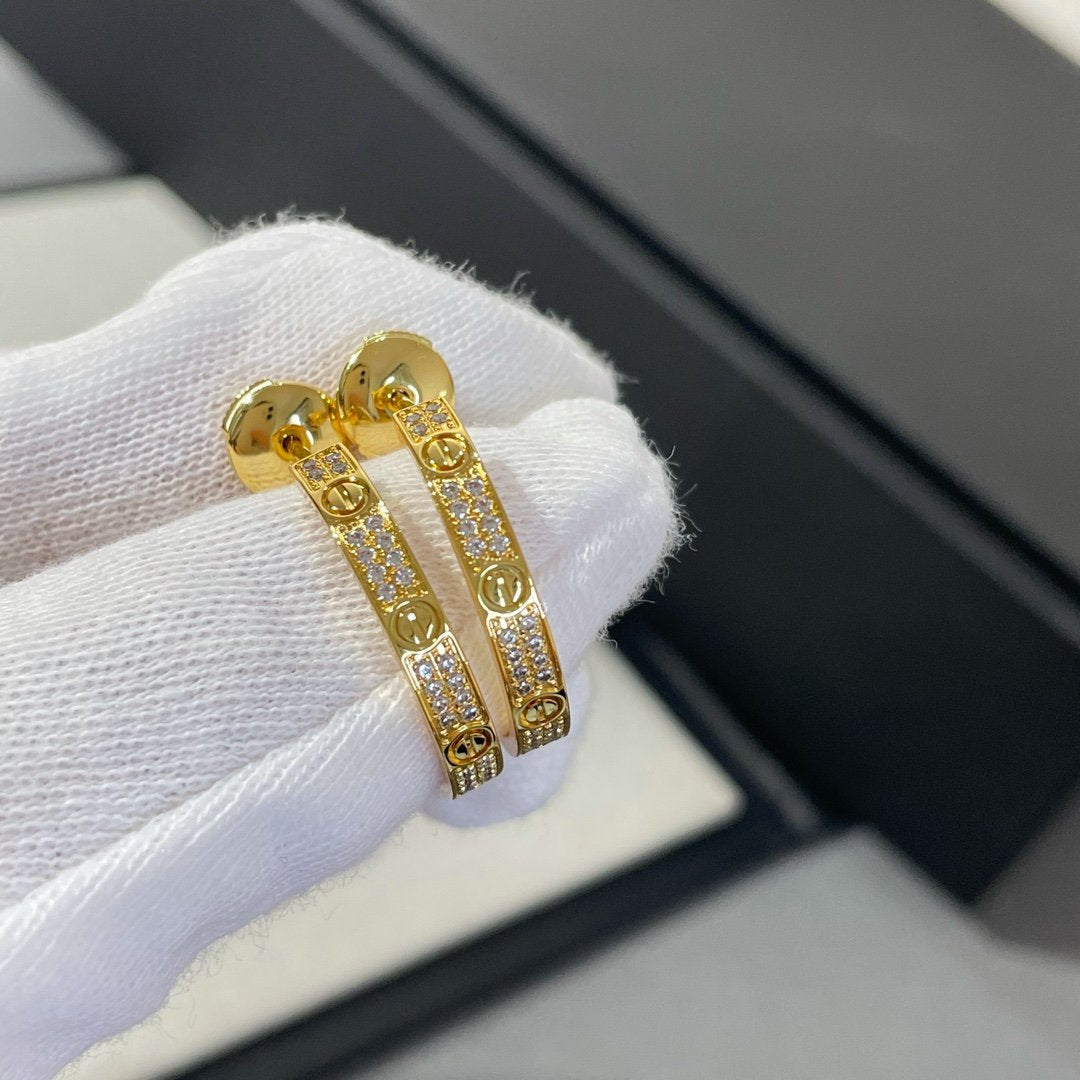 [Kismet Jewels ]LOVE DIAMOND GOLD HOOP EARRINGS