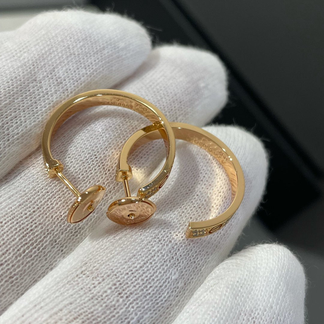[Kismet Jewels ]LOVE DIAMOND PINK GOLD HOOP EARRINGS