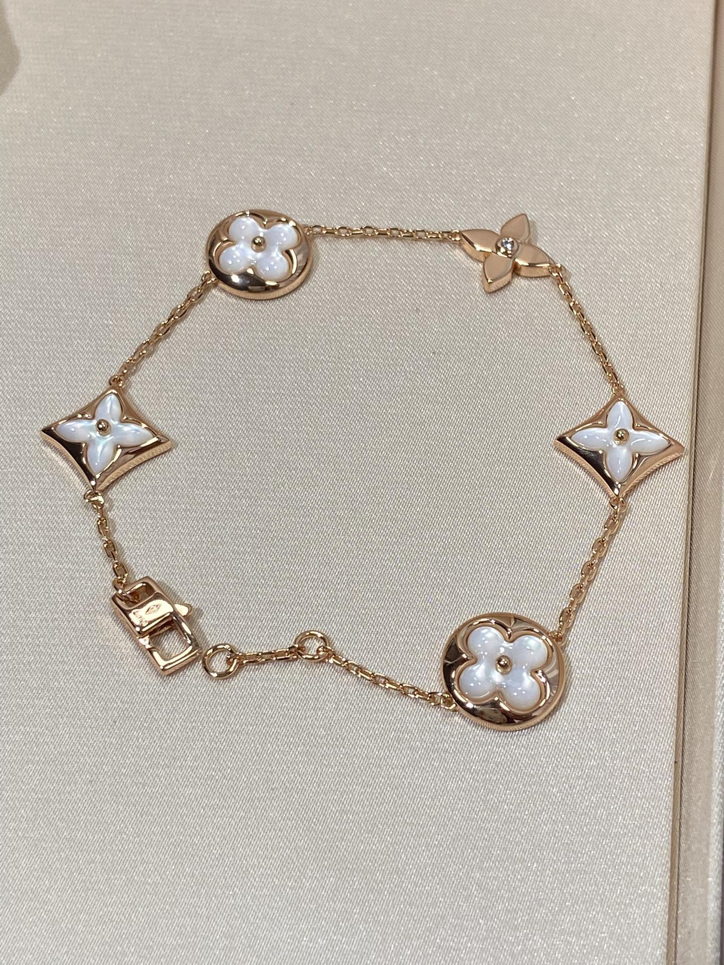 [Kismet Jewels ]STAR AND SUN 5 MOTIF MOP PINK GOLD BRACELET