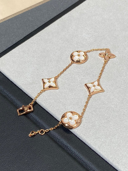 [Kismet Jewels ]STAR AND SUN 5 MOTIF MOP PINK GOLD BRACELET