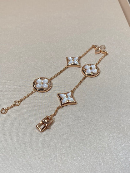 [Kismet Jewels ]STAR AND SUN 5 MOTIF MOP PINK GOLD BRACELET