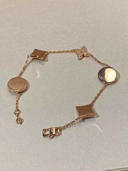 [Kismet Jewels ]STAR AND SUN 5 MOTIF MOP PINK GOLD BRACELET