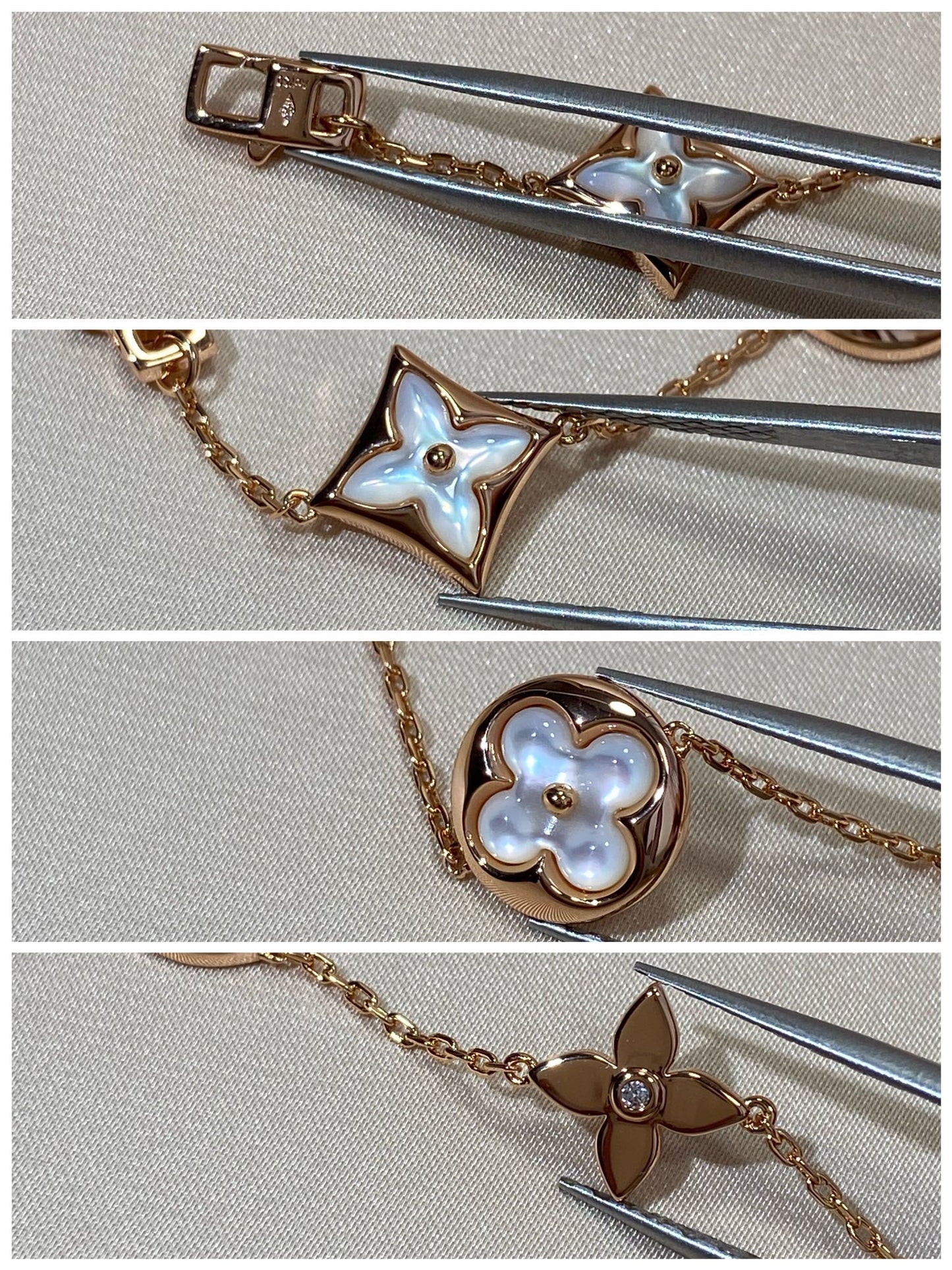 [Kismet Jewels ]STAR AND SUN 5 MOTIF MOP PINK GOLD BRACELET