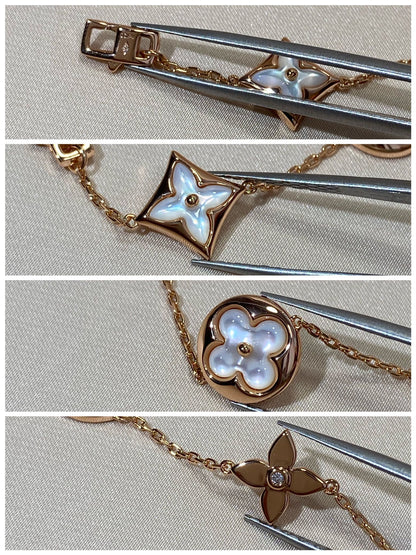 [Kismet Jewels ]STAR AND SUN 5 MOTIF MOP PINK GOLD BRACELET