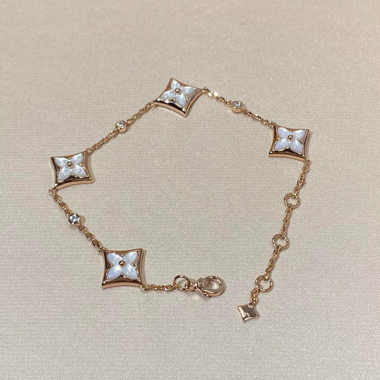 [Kismet Jewels ]STAR 4 MOTIF MOP DIAMOND PINK GOLD BRACELET