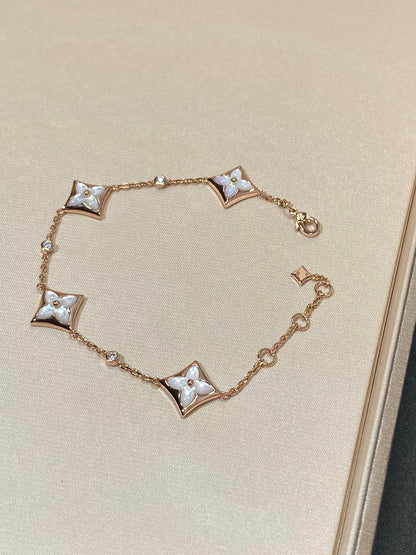 [Kismet Jewels ]STAR 4 MOTIF MOP DIAMOND PINK GOLD BRACELET