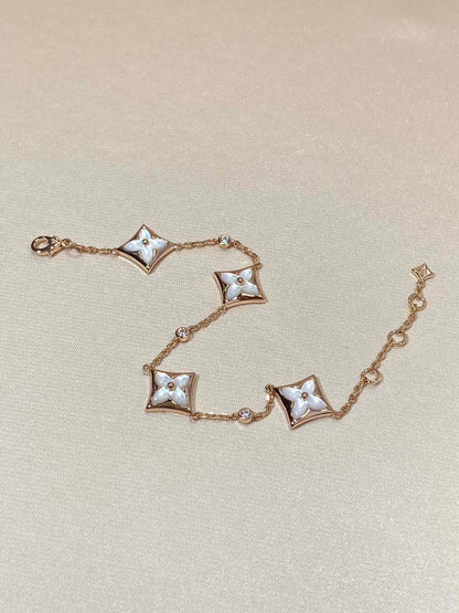 [Kismet Jewels ]STAR 4 MOTIF MOP DIAMOND PINK GOLD BRACELET