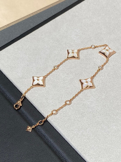 [Kismet Jewels ]STAR 4 MOTIF MOP DIAMOND PINK GOLD BRACELET
