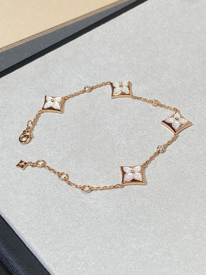[Kismet Jewels ]STAR 4 MOTIF MOP DIAMOND PINK GOLD BRACELET