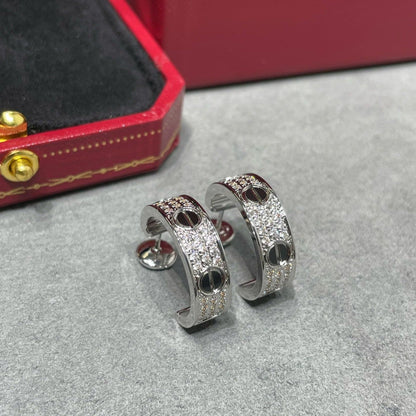 [Kismet Jewels ]LOVE CERAMIC DIAMOND PAVED SILVER EARRINGS