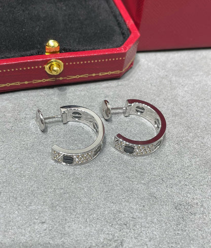 [Kismet Jewels ]LOVE CERAMIC DIAMOND PAVED SILVER EARRINGS
