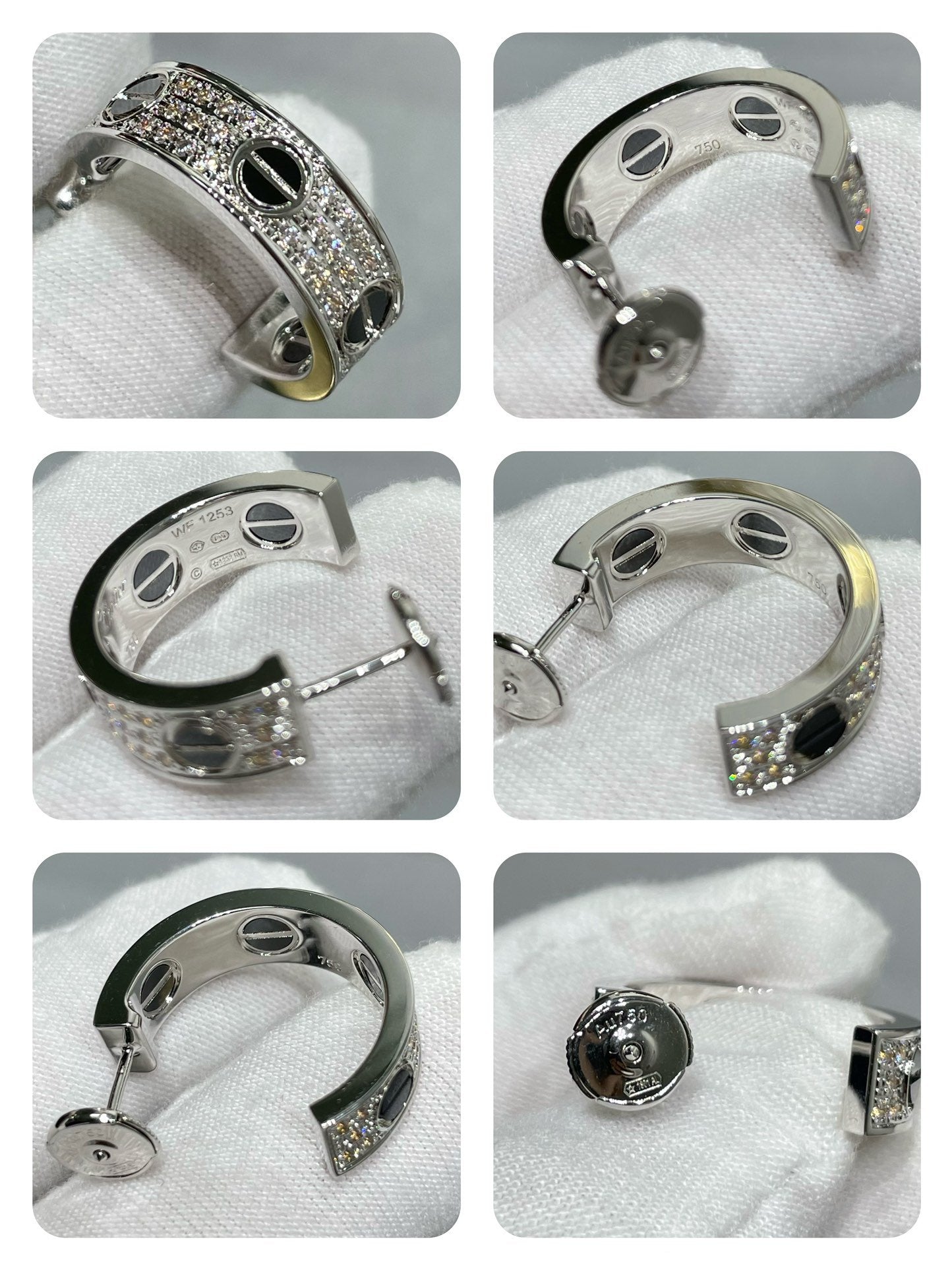 [Kismet Jewels ]LOVE CERAMIC DIAMOND PAVED SILVER EARRINGS