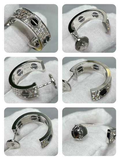 [Kismet Jewels ]LOVE CERAMIC DIAMOND PAVED SILVER EARRINGS