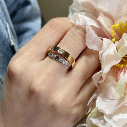 [Kismet Jewels ]LOVE PINK GOLD SILVER DIAMOND DOUBLE RING