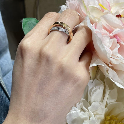 [Kismet Jewels ]LOVE PINK GOLD SILVER DIAMOND DOUBLE RING