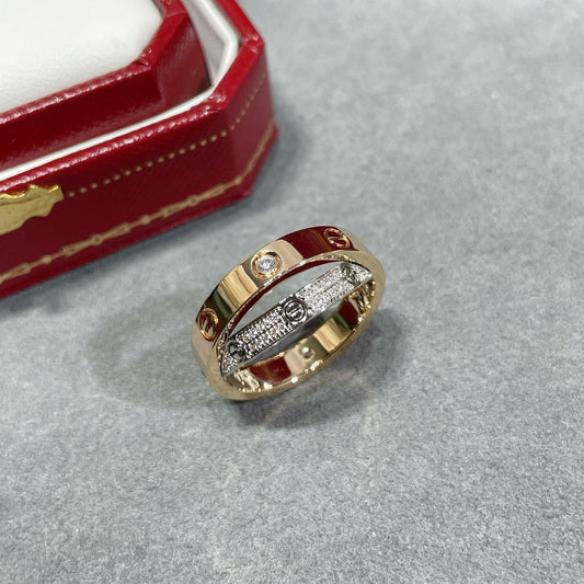 [Kismet Jewels ]LOVE PINK GOLD SILVER DIAMOND DOUBLE RING