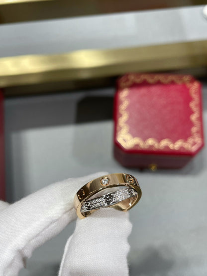 [Kismet Jewels ]LOVE PINK GOLD SILVER DIAMOND DOUBLE RING