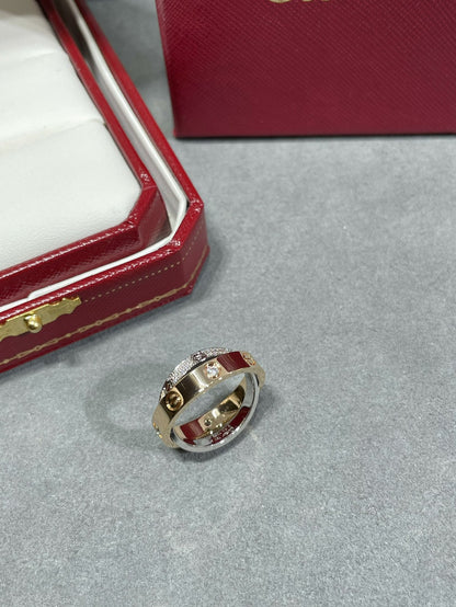 [Kismet Jewels ]LOVE PINK GOLD SILVER DIAMOND DOUBLE RING